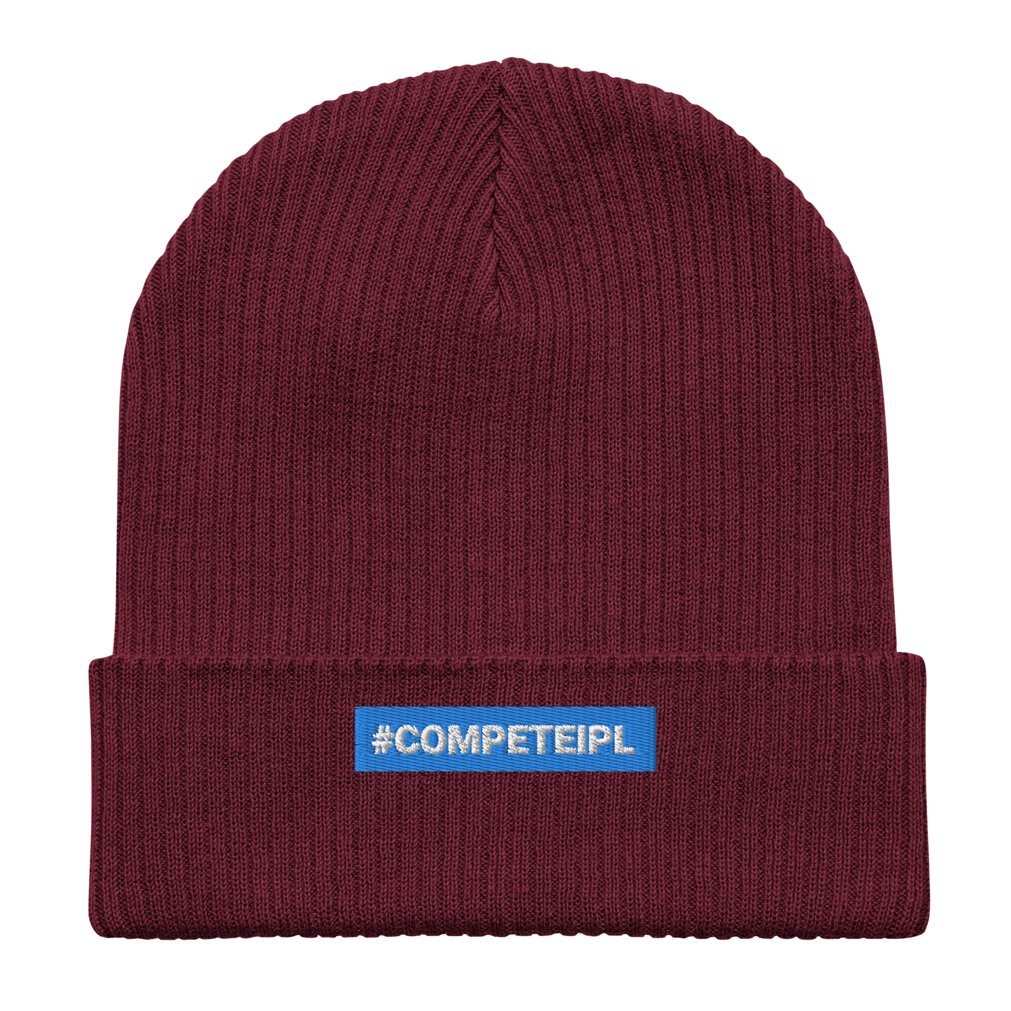 #COMPETEIPL Embroidered Patch Organic Ribbed Beanie